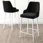 Hanah Home Taburetes de Bar Negro y Blanco, Metal, Tela Babyface, Alto 105 cm, Asiento 73 cm